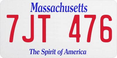 MA license plate 7JT476