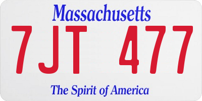 MA license plate 7JT477