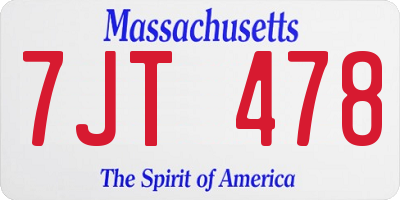 MA license plate 7JT478