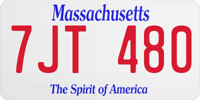 MA license plate 7JT480