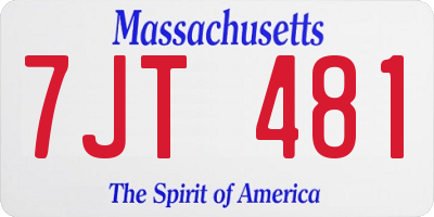 MA license plate 7JT481