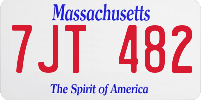 MA license plate 7JT482