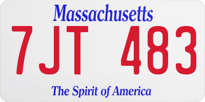 MA license plate 7JT483