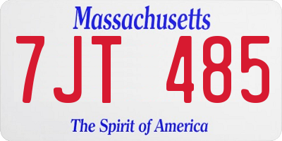 MA license plate 7JT485