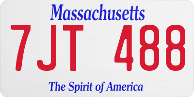 MA license plate 7JT488