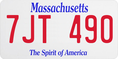 MA license plate 7JT490