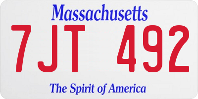 MA license plate 7JT492