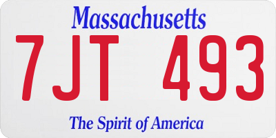 MA license plate 7JT493