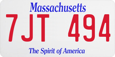 MA license plate 7JT494