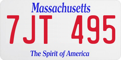 MA license plate 7JT495