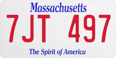 MA license plate 7JT497