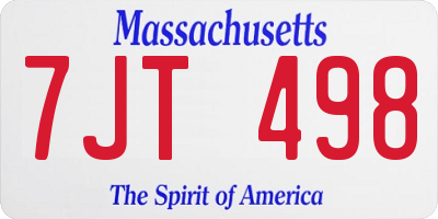 MA license plate 7JT498