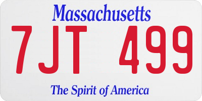 MA license plate 7JT499