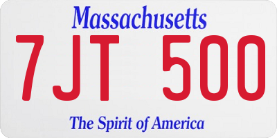MA license plate 7JT500