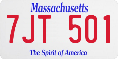 MA license plate 7JT501