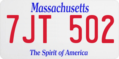 MA license plate 7JT502