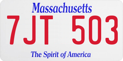 MA license plate 7JT503