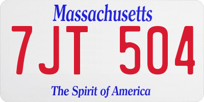 MA license plate 7JT504