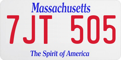 MA license plate 7JT505