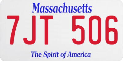 MA license plate 7JT506