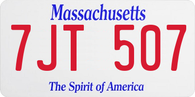 MA license plate 7JT507