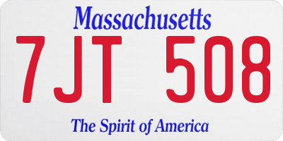 MA license plate 7JT508