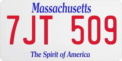 MA license plate 7JT509