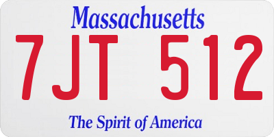 MA license plate 7JT512