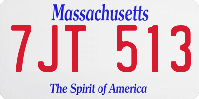 MA license plate 7JT513
