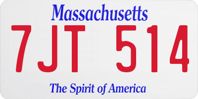 MA license plate 7JT514