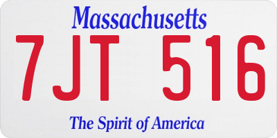 MA license plate 7JT516