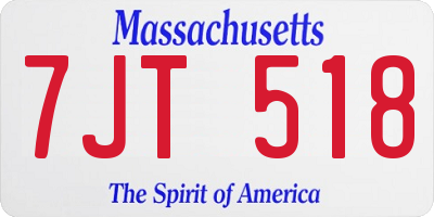 MA license plate 7JT518