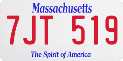 MA license plate 7JT519