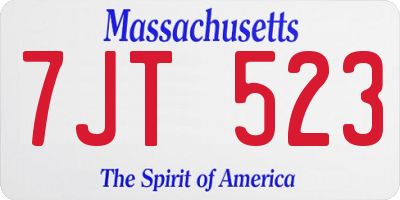 MA license plate 7JT523