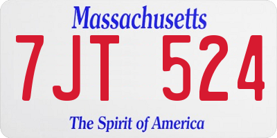 MA license plate 7JT524