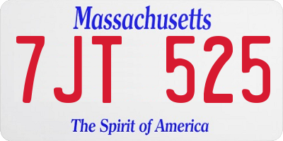 MA license plate 7JT525