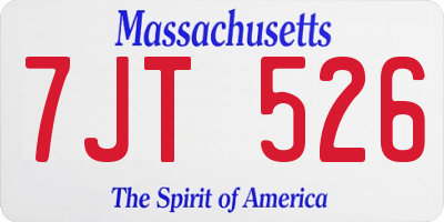 MA license plate 7JT526
