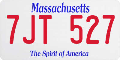MA license plate 7JT527