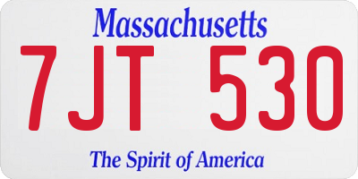 MA license plate 7JT530