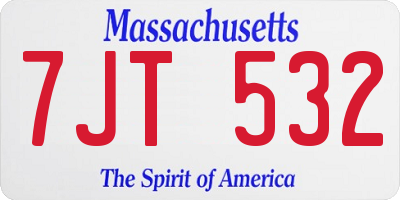 MA license plate 7JT532