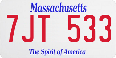 MA license plate 7JT533