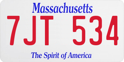 MA license plate 7JT534