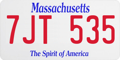 MA license plate 7JT535