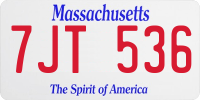 MA license plate 7JT536
