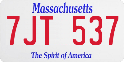 MA license plate 7JT537