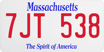 MA license plate 7JT538