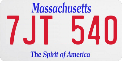 MA license plate 7JT540