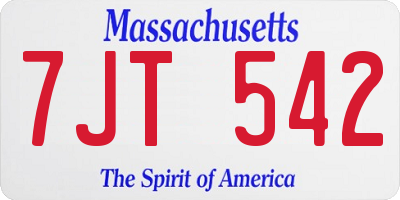 MA license plate 7JT542