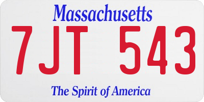 MA license plate 7JT543