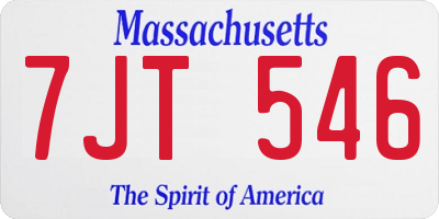 MA license plate 7JT546